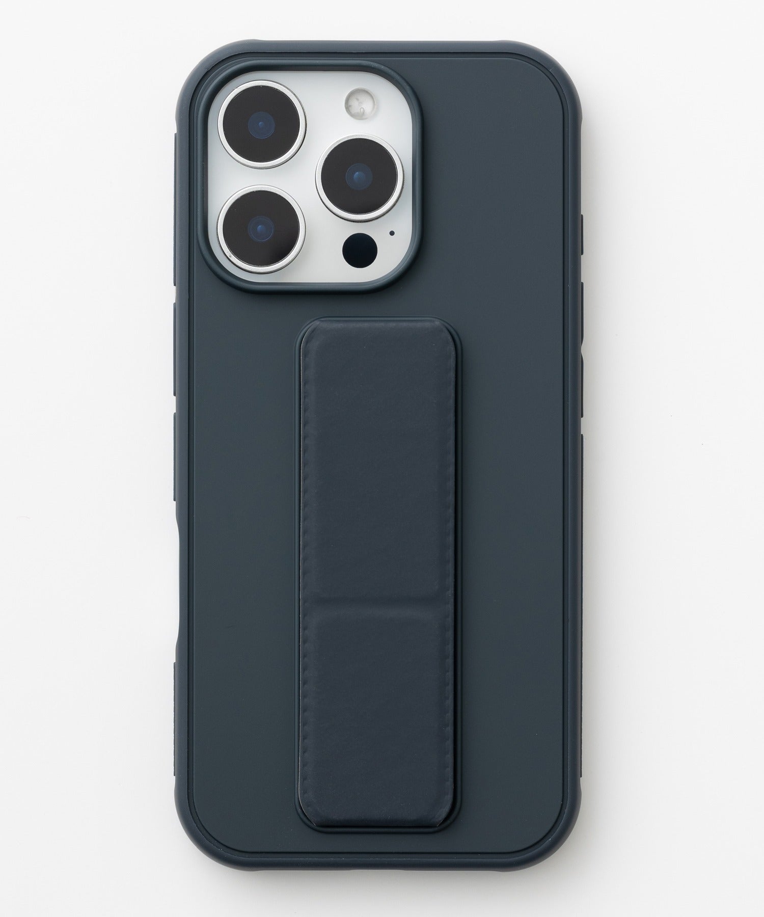 エモニーク emonique スタンドホルダーハンドル付き シリコン iPhoneケース カバー （ブラック） ブラック