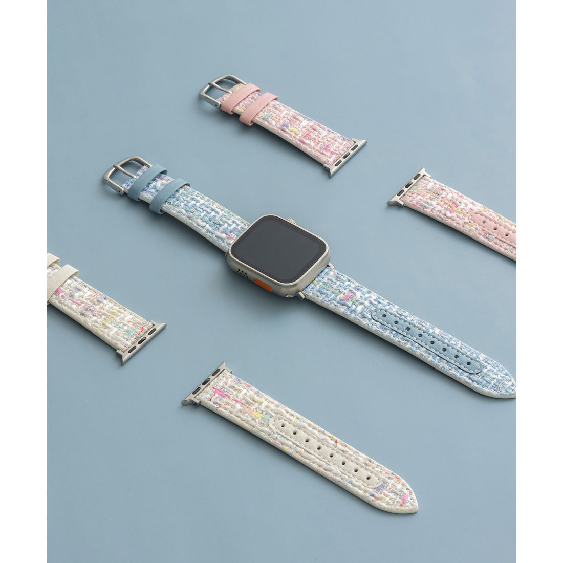 Emonique Genuine Leather Multicolor Tweed Pattern Apple Watch Band Smart Watch Band 【Compatible with 38/40/41/42/44/45/49mm】