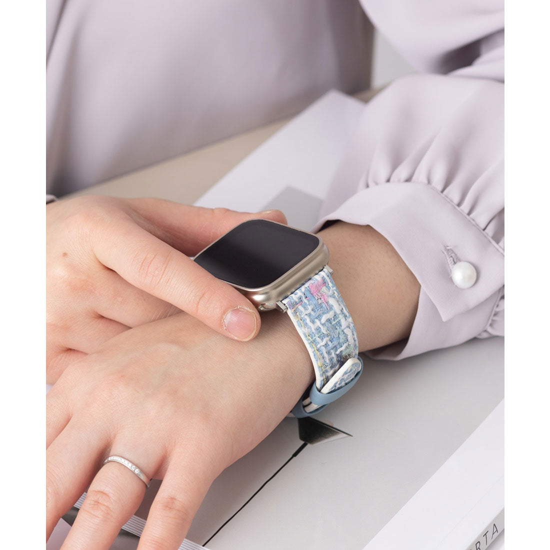 Emonique Genuine Leather Multicolor Tweed Pattern Apple Watch Band Smart Watch Band 【Compatible with 38/40/41/42/44/45/49mm】