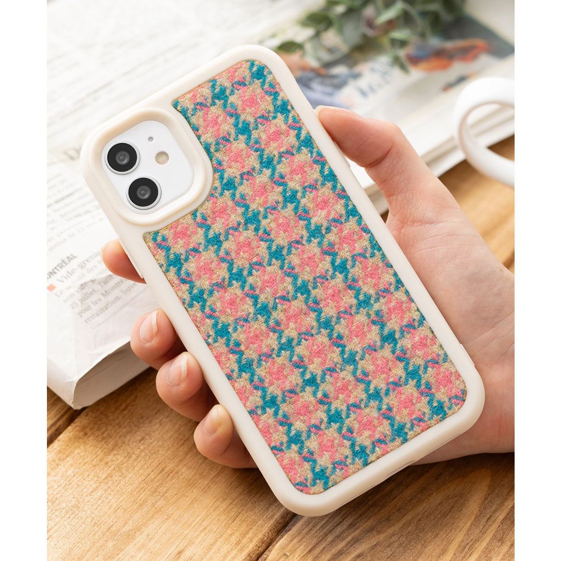 エモニーク emonique iPhoneケース カバー ウール風フランネル生地 （ブルー） ブルー