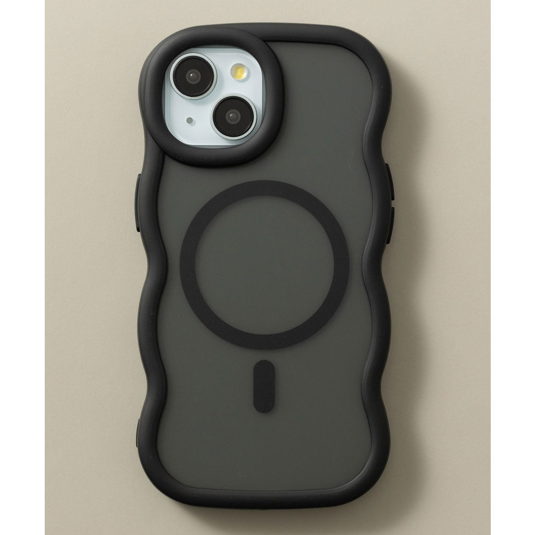 エモニーク emonique iPhoneケース カバー うねうね TPUシリコン素材 マット Magsafe対応 （ブラック） ブラック