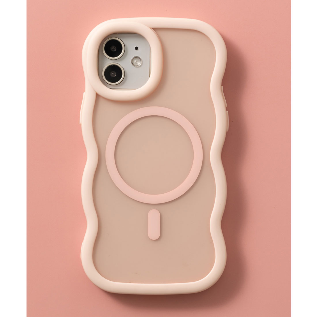 エモニーク emonique iPhoneケース カバー うねうね TPUシリコン素材 マット Magsafe対応 （ピンク） ピンク