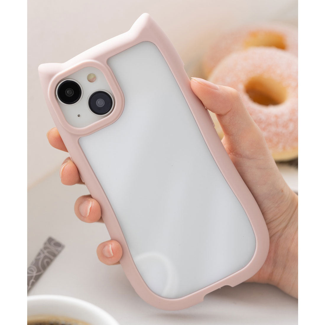 エモニーク emonique 猫耳スマホケース 衝撃防止シリコン TPU iPhone カバー （ピンク） ピンク