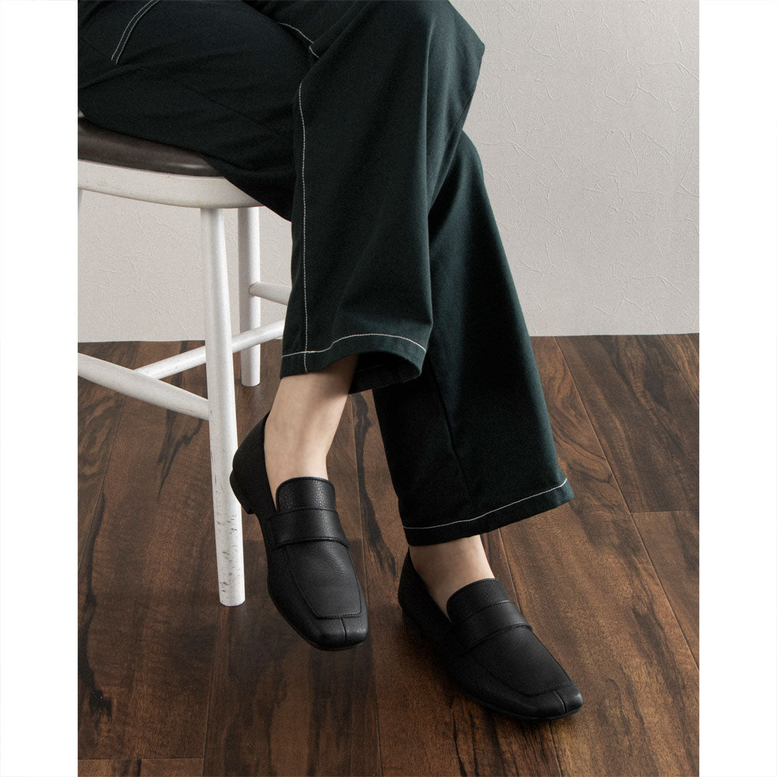 EN Ashinagaojisan EN Ashinagaojisan Waterproof│Square Loafers