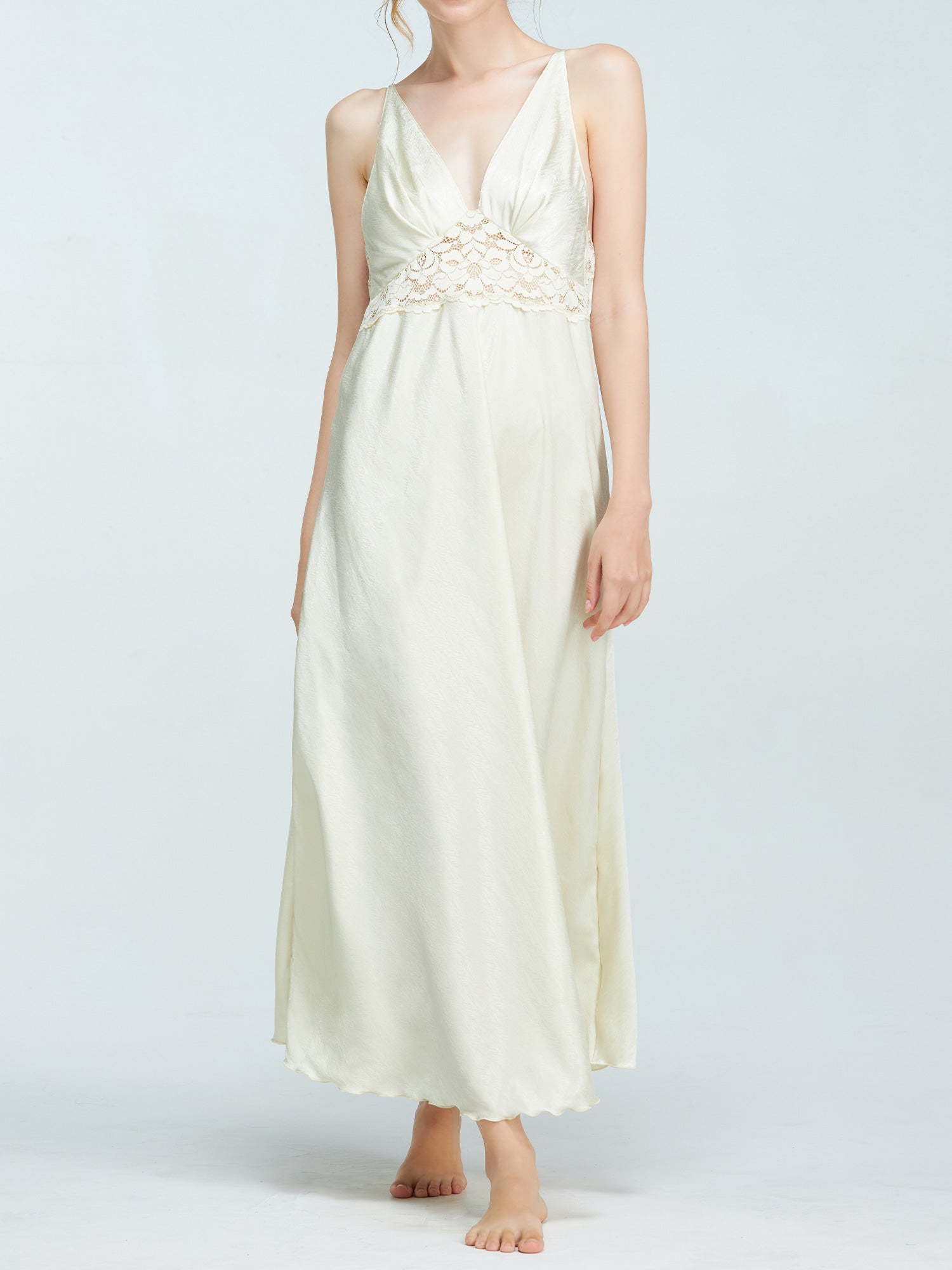 アンブラ ANNEBRA Rosy レースコンビロングドレス （Light Yellow） Light Yellow