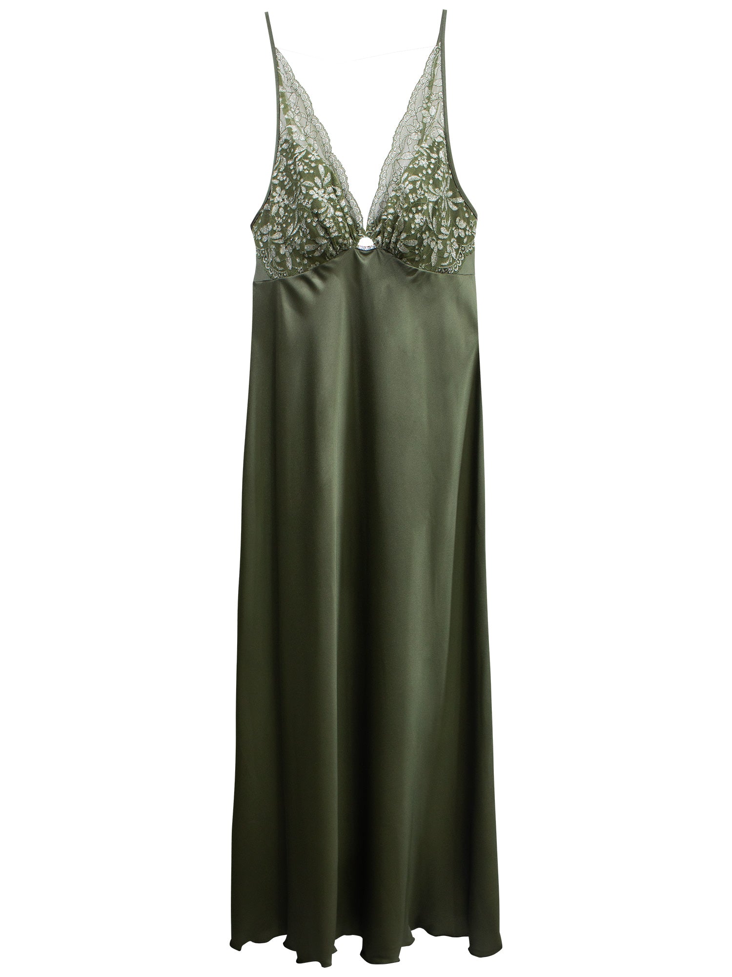 アンブラ ANNEBRA Silver Touch レースコンビロングドレス （Green） Green