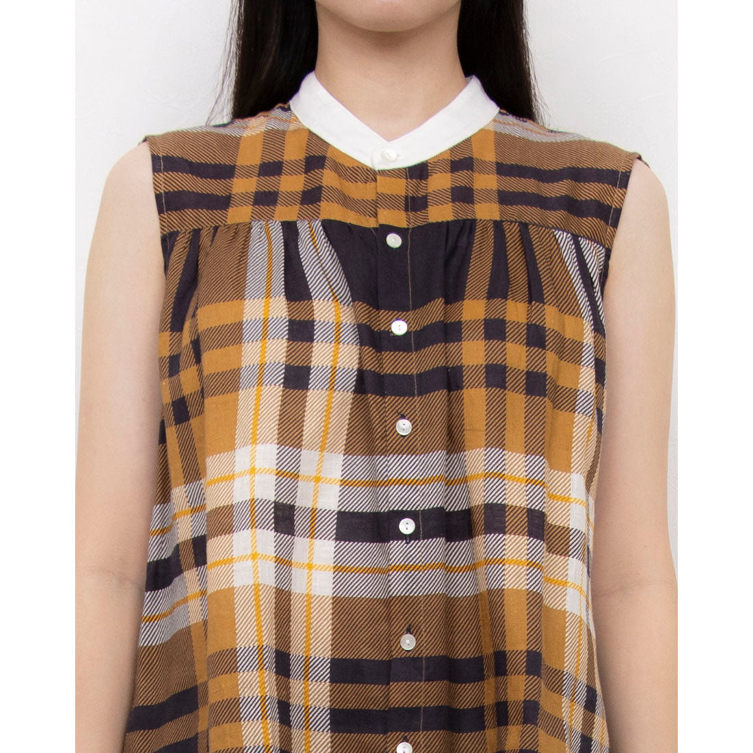 エンライトメント ENLIGHTENMENT BIG CHECK N/S BLOUSE （ネイビー） ネイビー