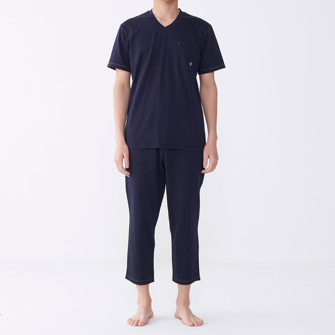 エポカ ウォモ EPOCA UOMO スクエアサッカー半袖Vネック （コン） コン