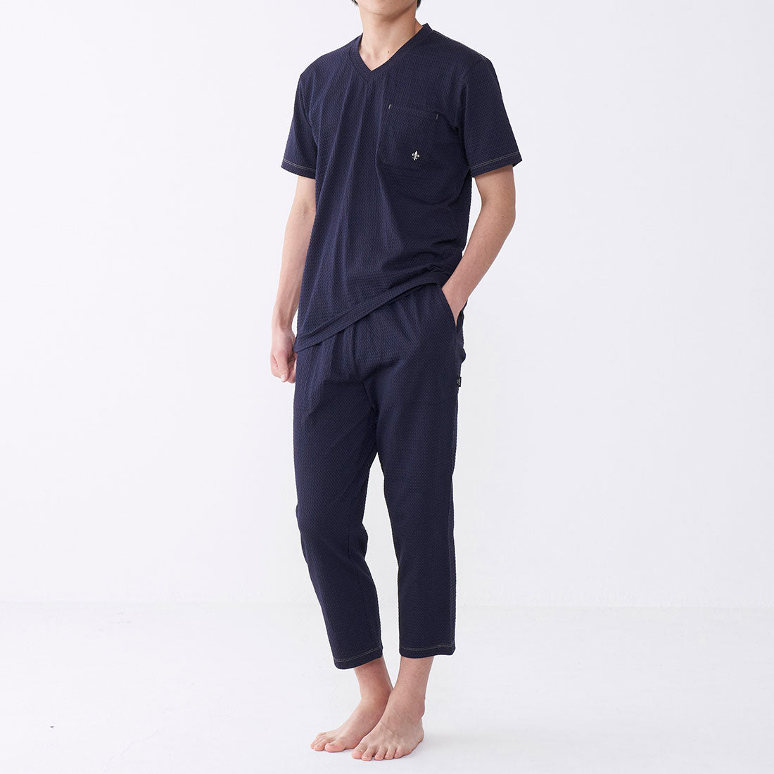 エポカ ウォモ EPOCA UOMO スクエアサッカー半袖Vネック （コン） コン