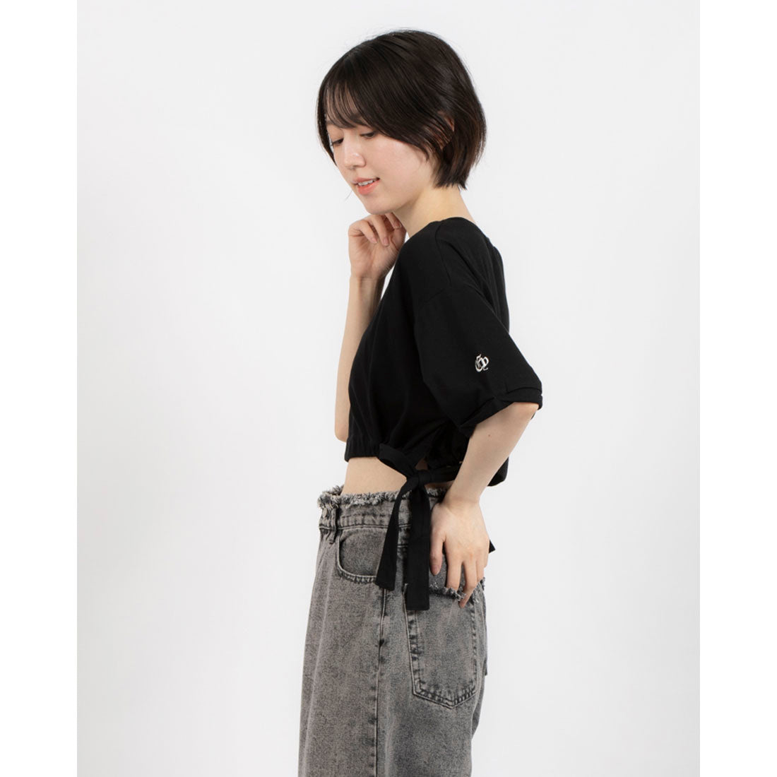 エピミエピミー epimi e'pimmy 裾ドロストクロップドTシャツ （BLU） BLU