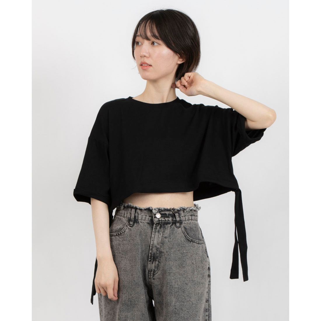 エピミエピミー epimi e'pimmy 裾ドロストクロップドTシャツ （BLU） BLU