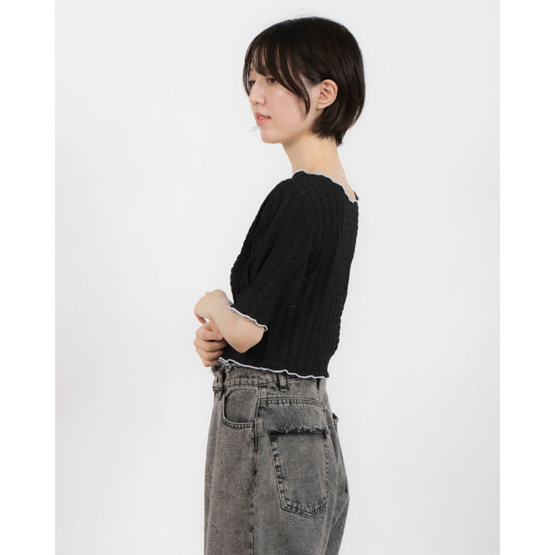 エピミエピミー epimi e'pimmy 2WayジャガードTシャツ （BK/IV） BK/IV