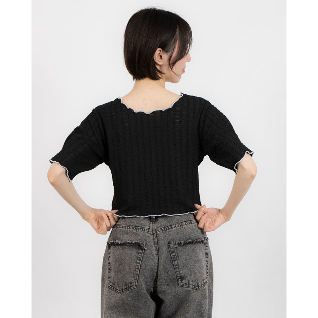 エピミエピミー epimi e'pimmy 2WayジャガードTシャツ （BK/IV） BK/IV