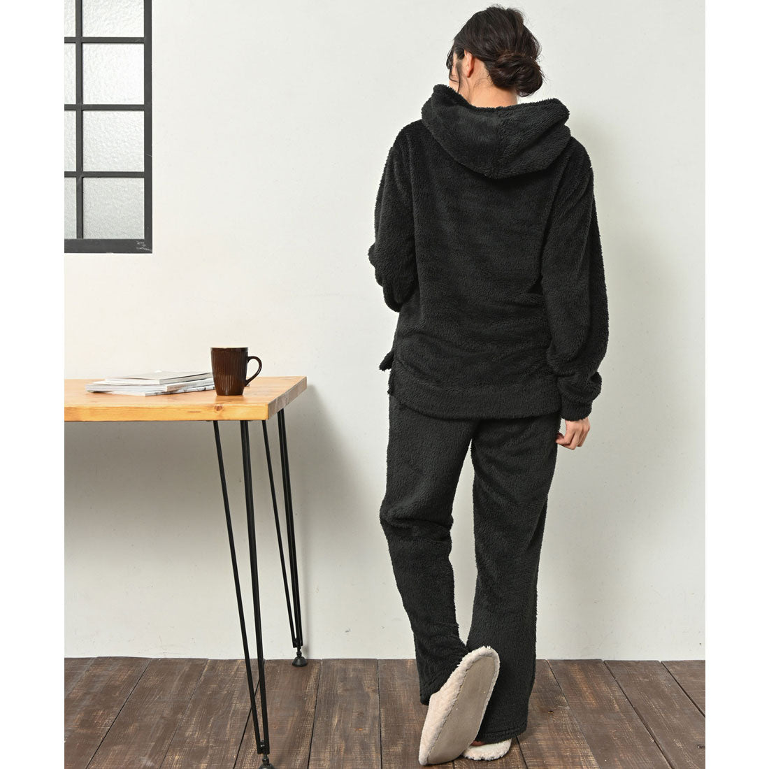 Equa. Sheepskin boa top and bottom set, loungewear, pullover top and long pants