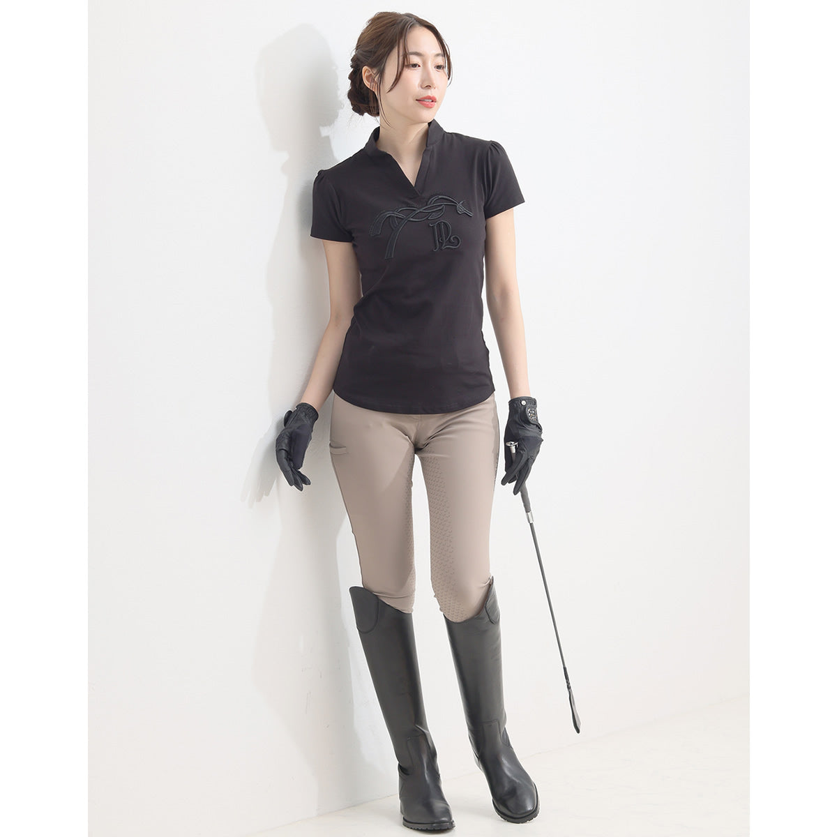 エクリベルタ EQULIBERTA 本革 ロングブーツ ふくらはぎLサイズ （ブラック） ブラック