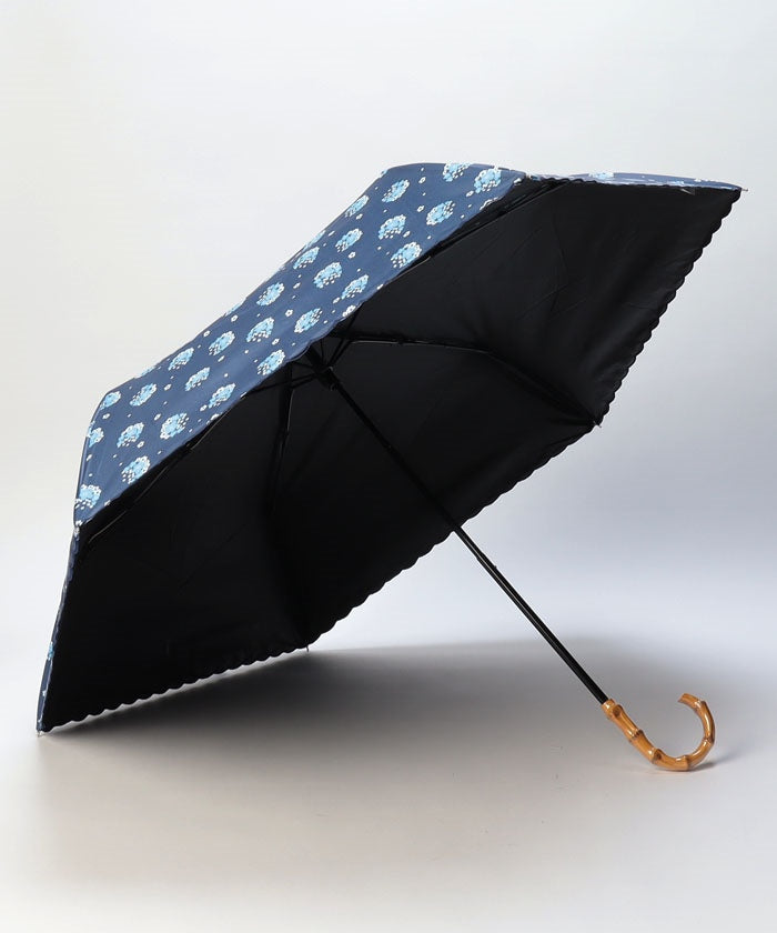 エスタ estaa 晴雨兼用折りたたみ傘 アデリアレトロ×estaa 花の輪 （ディープブルー） ディープブルー