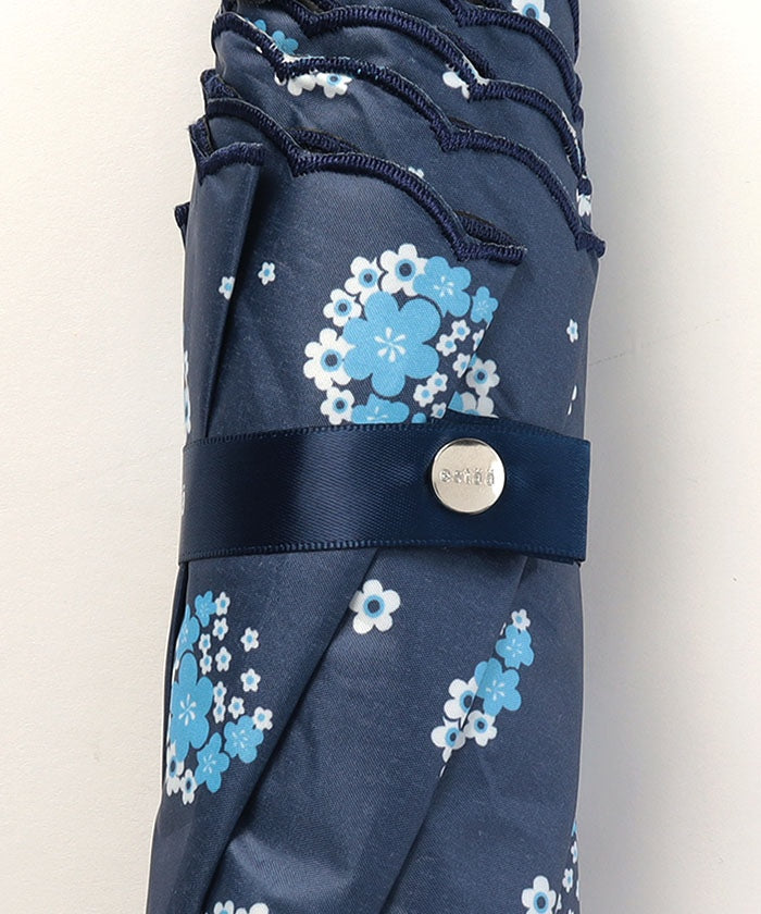 エスタ estaa 晴雨兼用折りたたみ傘 アデリアレトロ×estaa 花の輪 （ディープブルー） ディープブルー