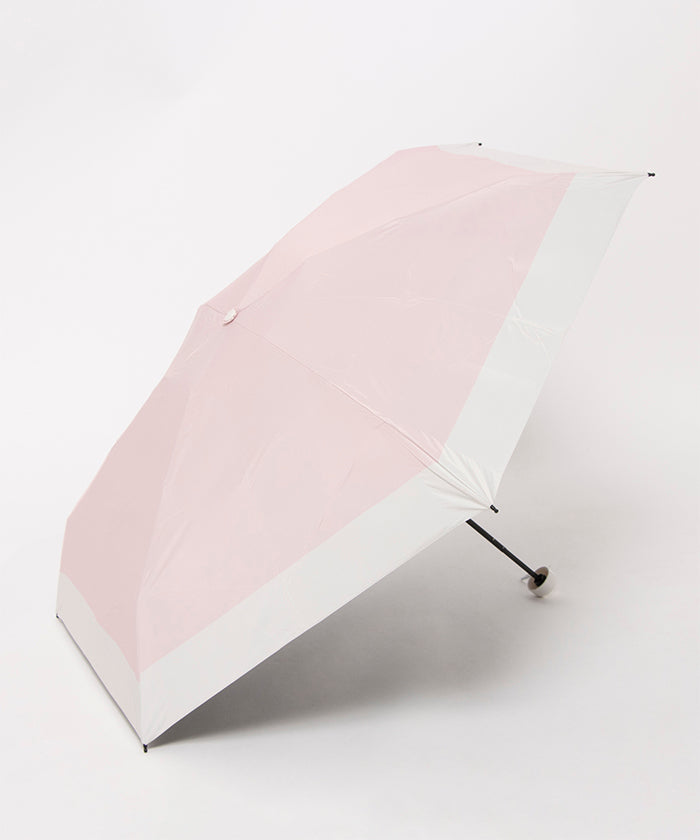 kowaza ボーダー 折りたたみ傘 晴雨兼用日傘 UV/遮光/遮熱 （ペールピンク） ペールピンク