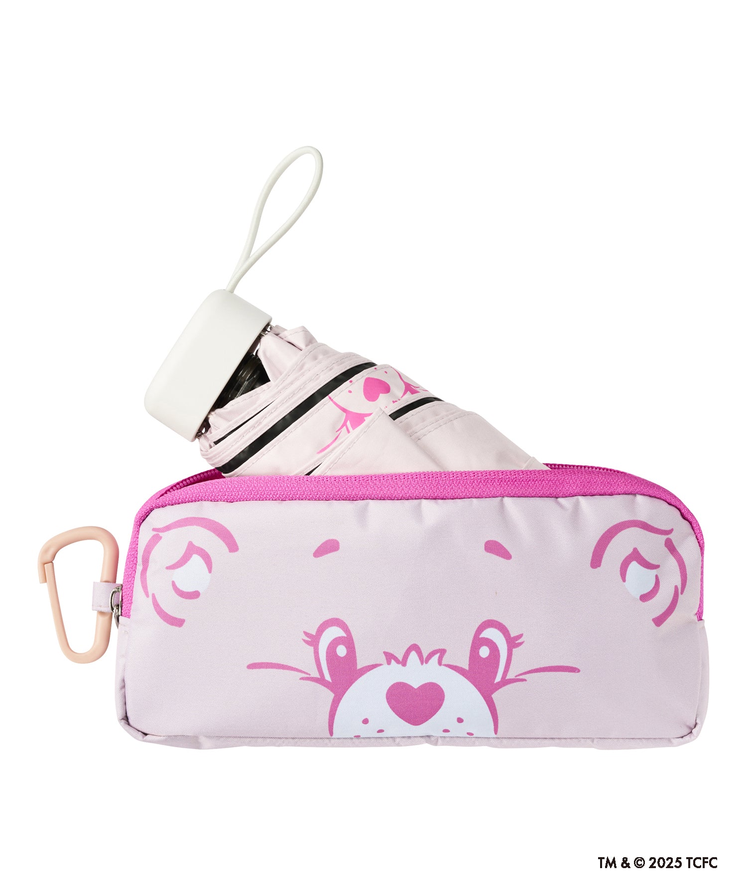 【遮光率100％】ケアベア（TM） CareBears（TM） ケース入り コンパクト 折りたたみ 日傘 CHEER （ペールピンク） ペールピンク