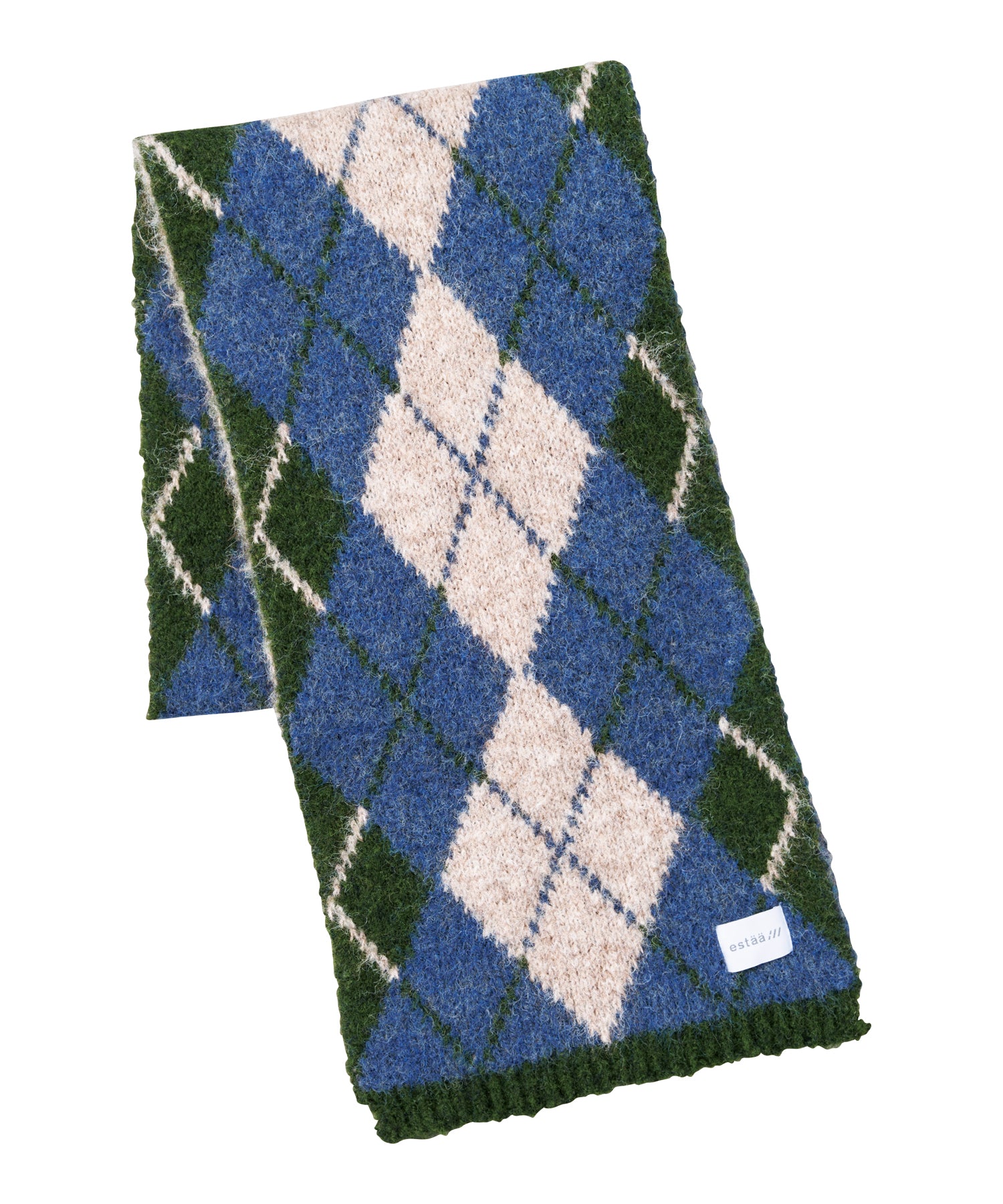 エスタ estaa 【洗える】ニットマフラー 30×184cm アーガイルジャカード （ディープブルー） ディープブルー