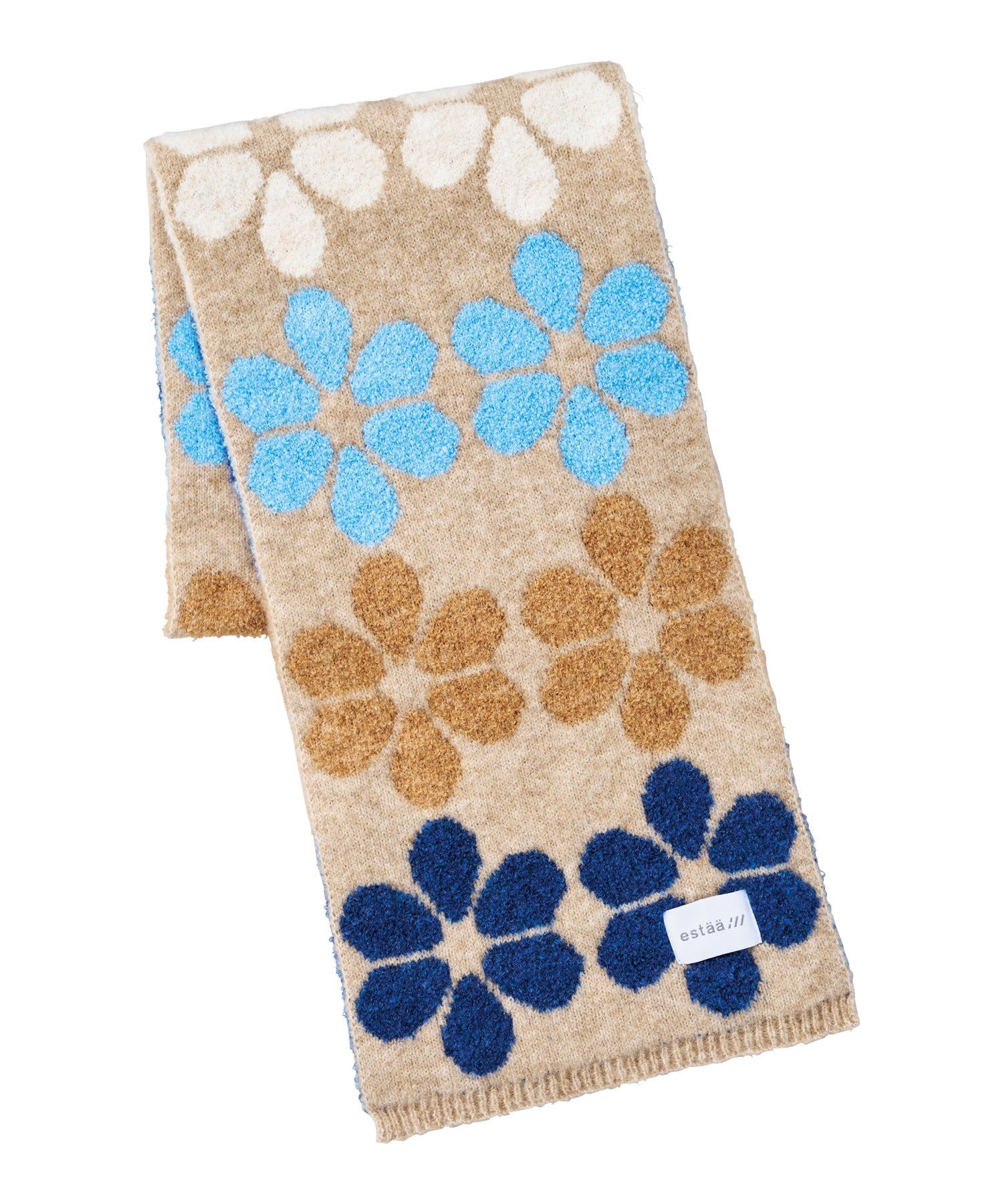 エスタ estaa 【洗える】ニットマフラー 24×160cm フラワージャカード （ベージュ） ベージュ