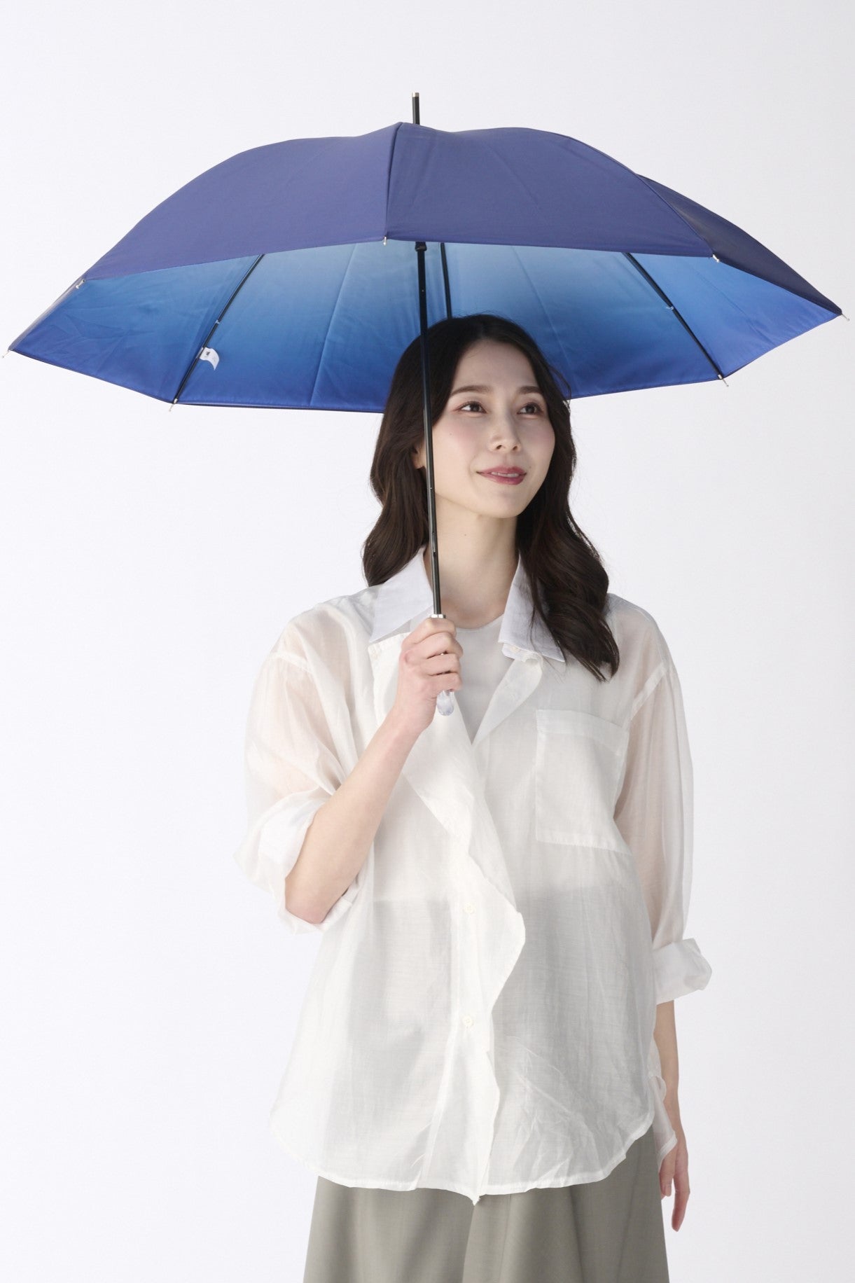 エスタ estaa 【ハニカム断熱パラソル】晴雨兼用日傘 長傘 ロング傘 グラデーション 50cm 遮光 遮熱 UV （ディープブルー） ディープブルー