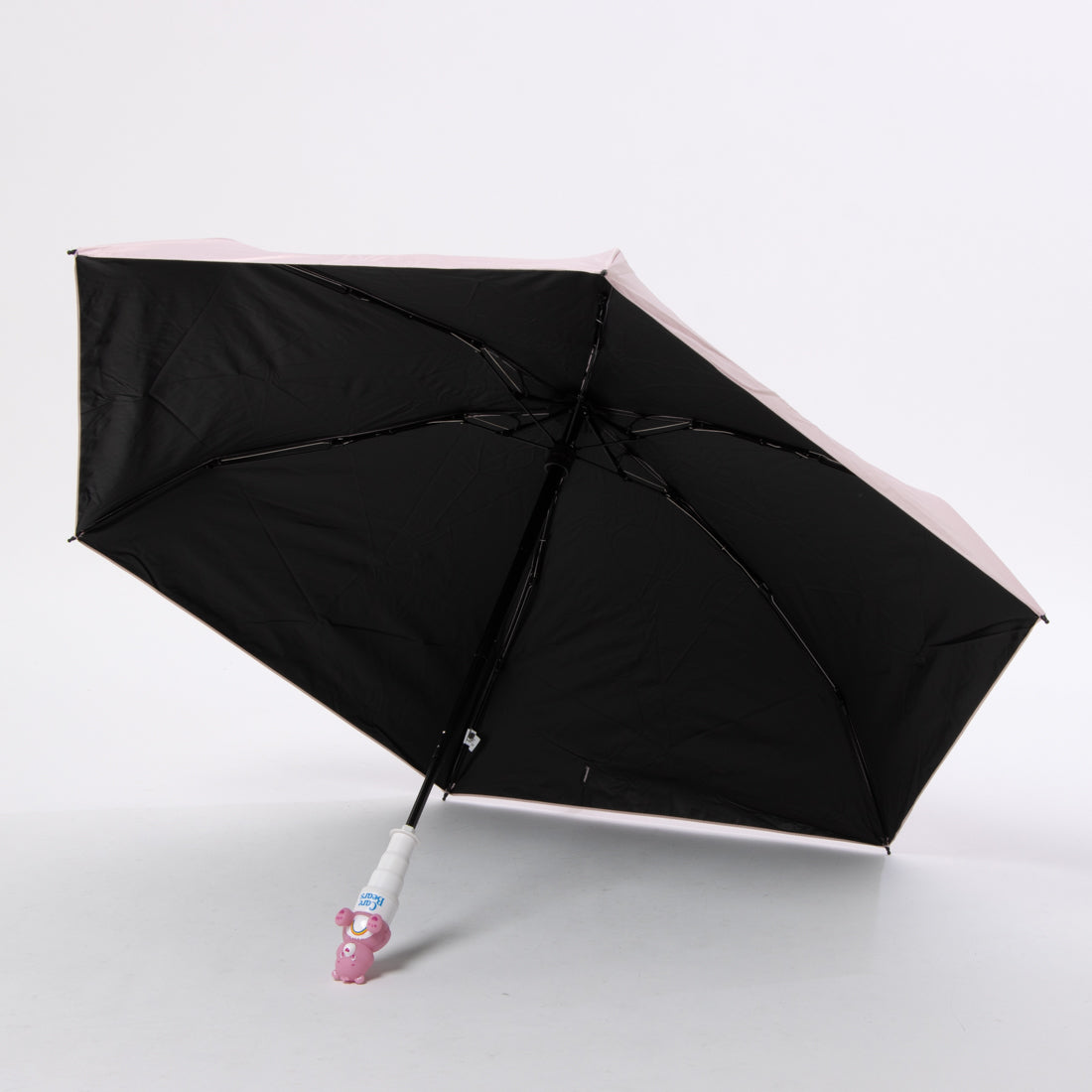 【軽量快適収納グリップ】晴雨兼用折りたたみ日傘 ケアベア TM -チア- 遮光 遮熱 UV （ペールピンク） ペールピンク