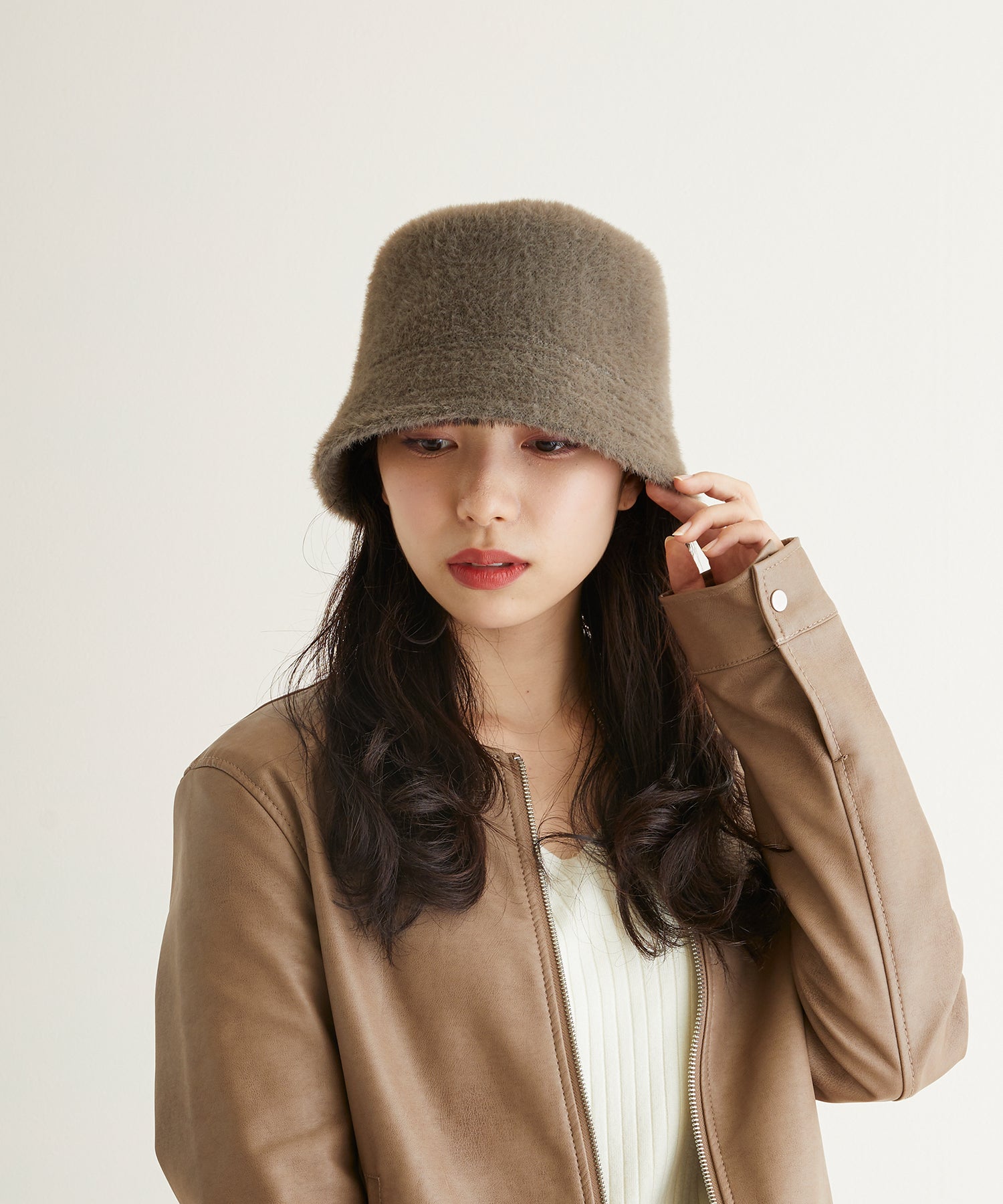 エスタ estaa estaa（エスタ）アンゴラ風 バケットハット （モカブラウン） モカブラウン