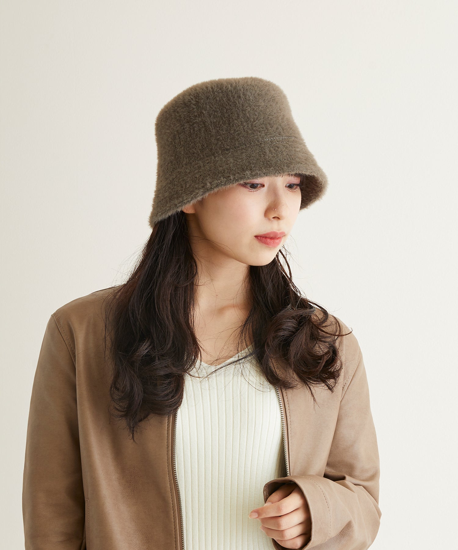 エスタ estaa estaa（エスタ）アンゴラ風 バケットハット （モカブラウン） モカブラウン