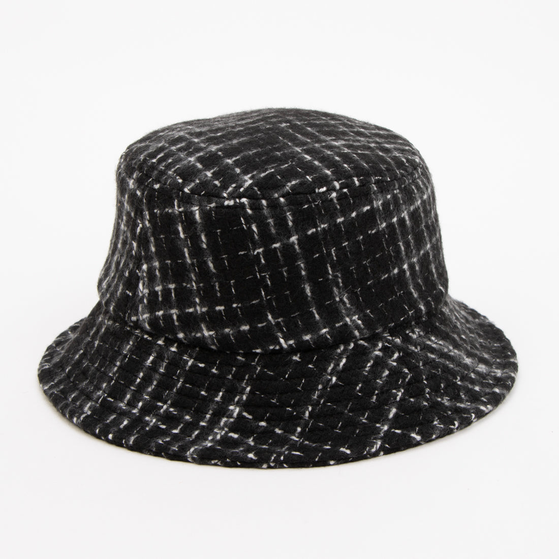 エスタ estaa バケットハット 帽子 ざっくりツイード ロゴ ワンポイント サイズ調整可 （ブラック） ブラック