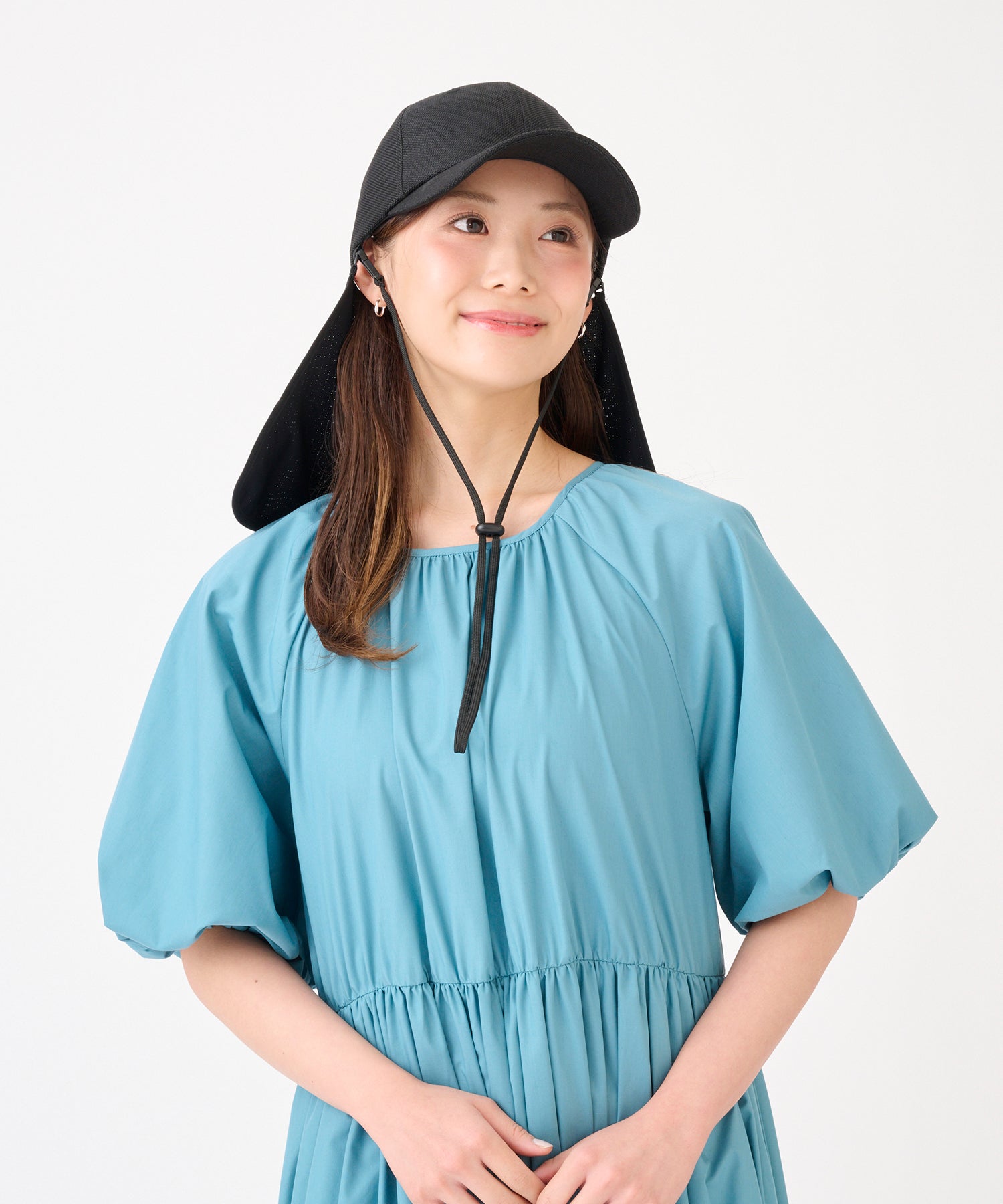 エスタ estaa 【WEB限定 接触冷感】-サンシェードハット- キャップ 帽子 遮光率100％ 遮熱 UV 洗える （ブラック） ブラック