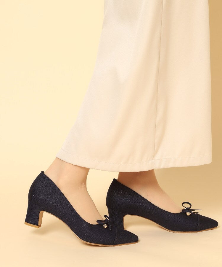 エスペランサ ESPERANZA ビジューリボンポインテッドパンプス （ブルー(393)） ブルー(393)