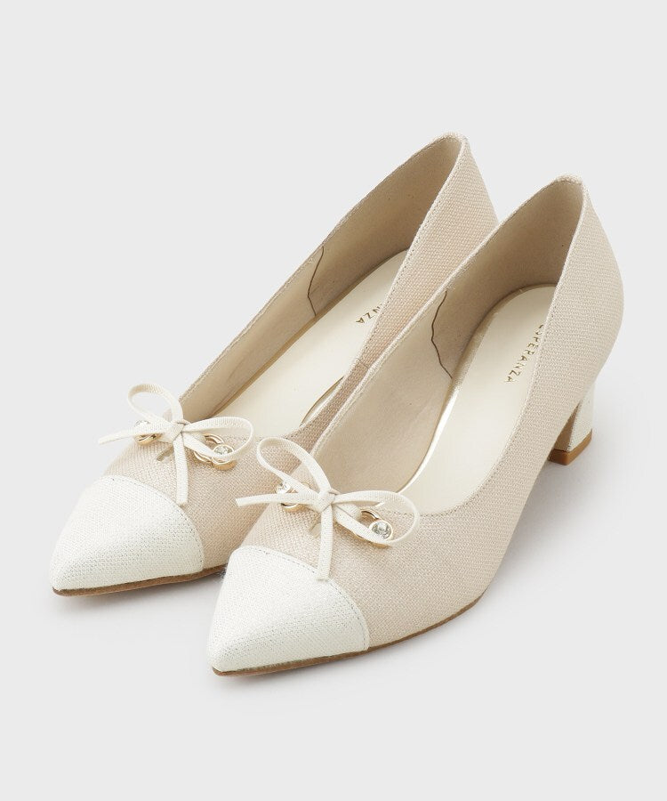 エスペランサ ESPERANZA ビジューリボンポインテッドパンプス （ブルー(393)） ブルー(393)