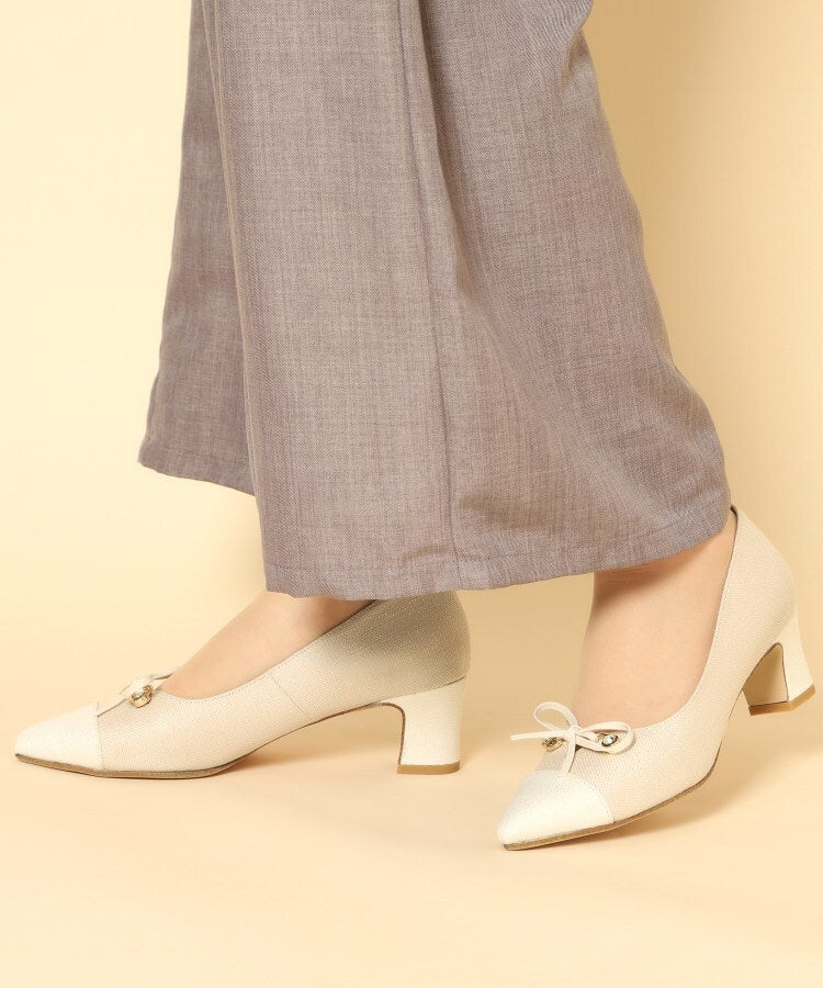 エスペランサ ESPERANZA ビジューリボンポインテッドパンプス （ブルー(393)） ブルー(393)