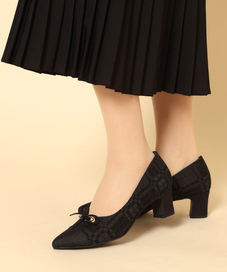 エスペランサ ESPERANZA ビジューリボンポインテッドパンプス （ブルー(393)） ブルー(393)