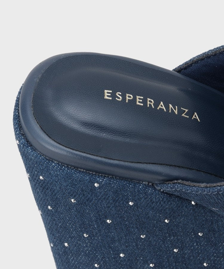 エスペランサ ESPERANZA ラインストーンウエッジミュール （ホワイト(301)） ホワイト(301)
