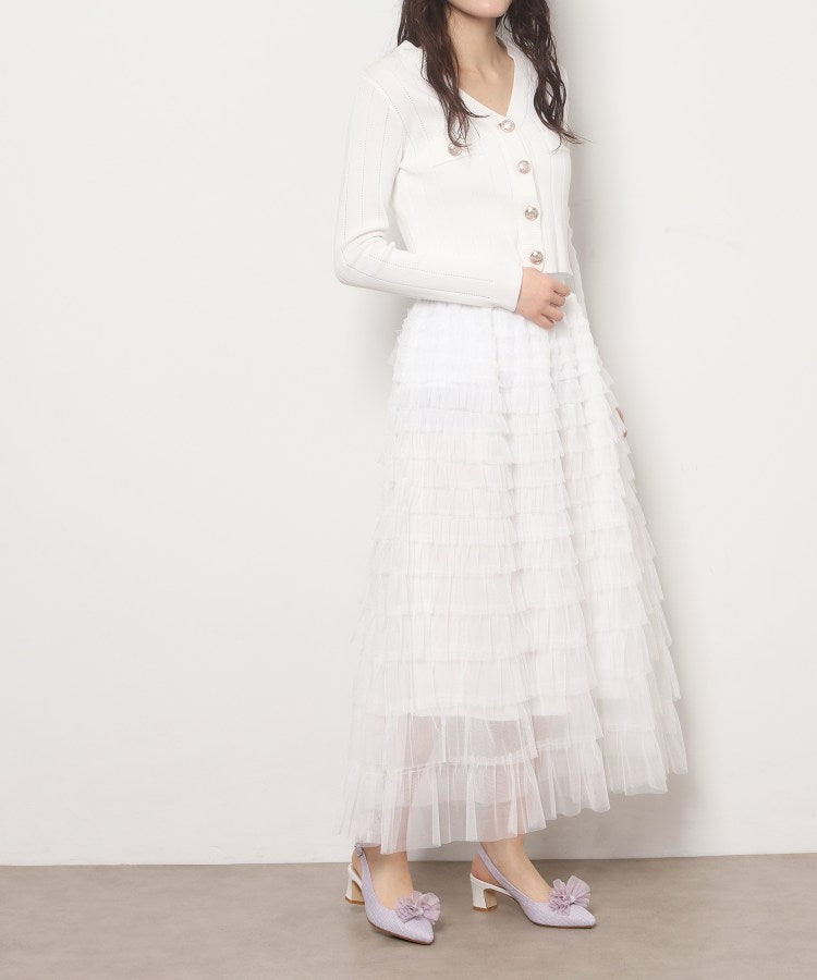エスペランサ ESPERANZA シフォンリボン付き付バックストラップパンプス （パープル(383)） パープル(383)