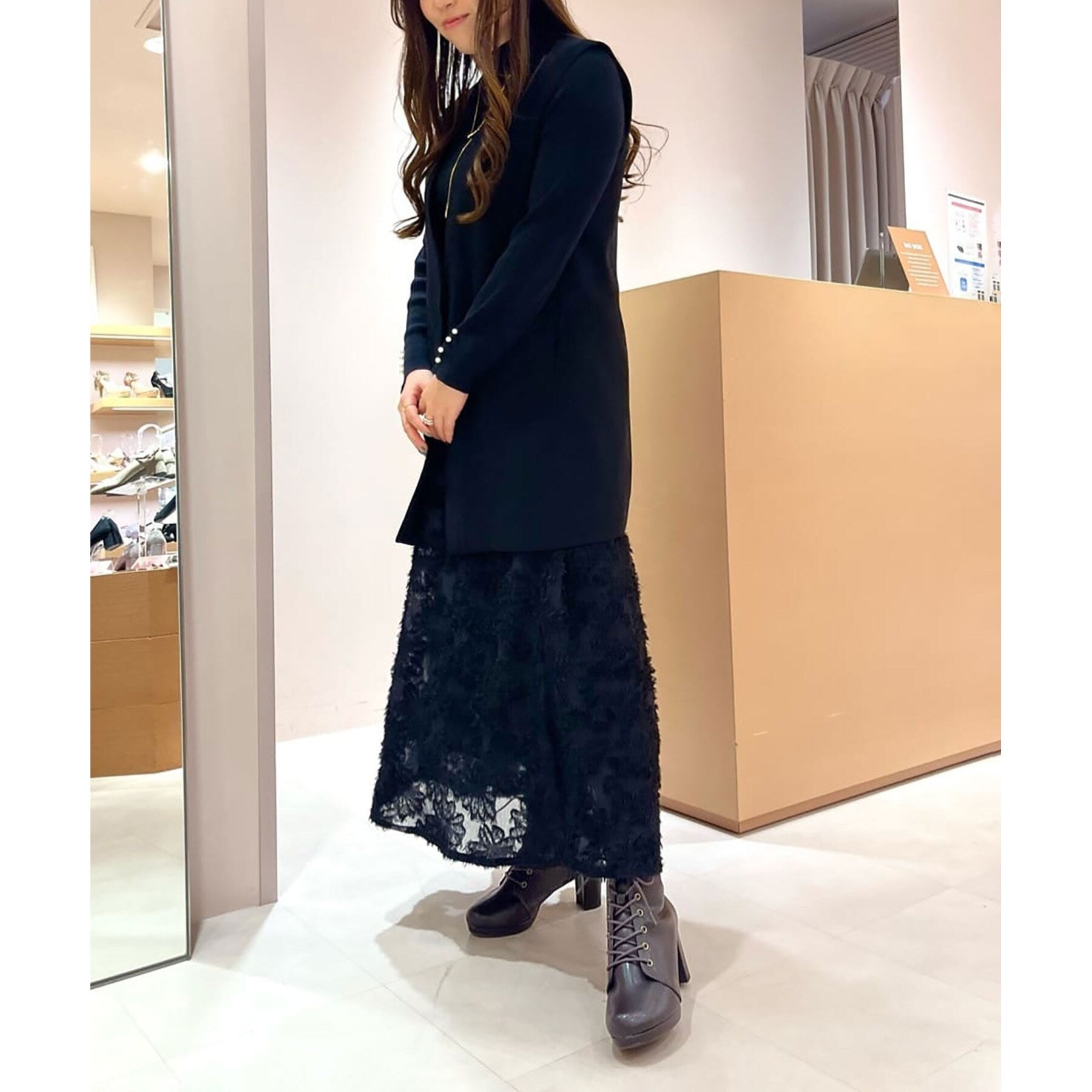 Esperanza Esperanza <<標準>>杏仁鞋帶厚厚的底部短靴