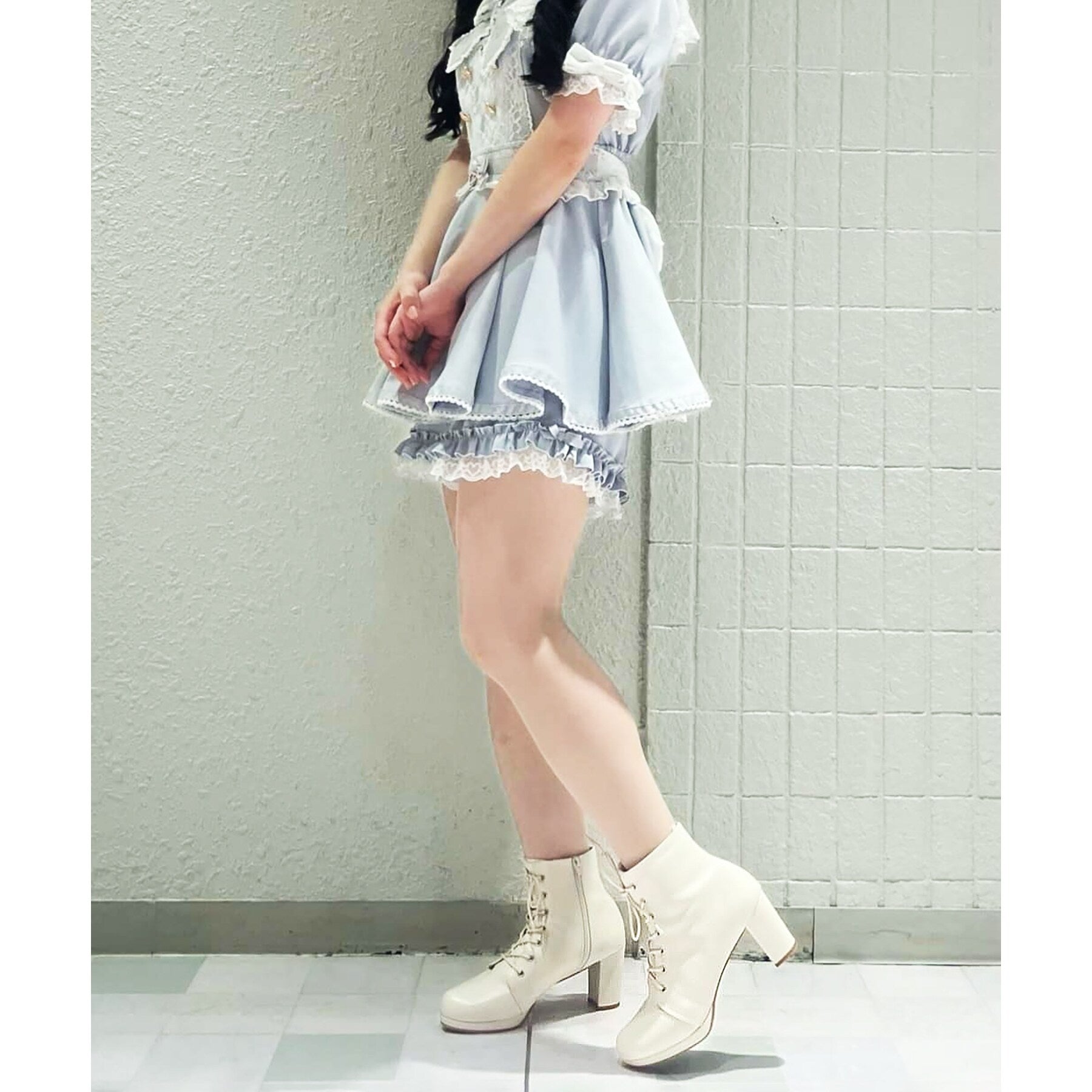 Esperanza Esperanza <<標準>>杏仁鞋帶厚厚的底部短靴