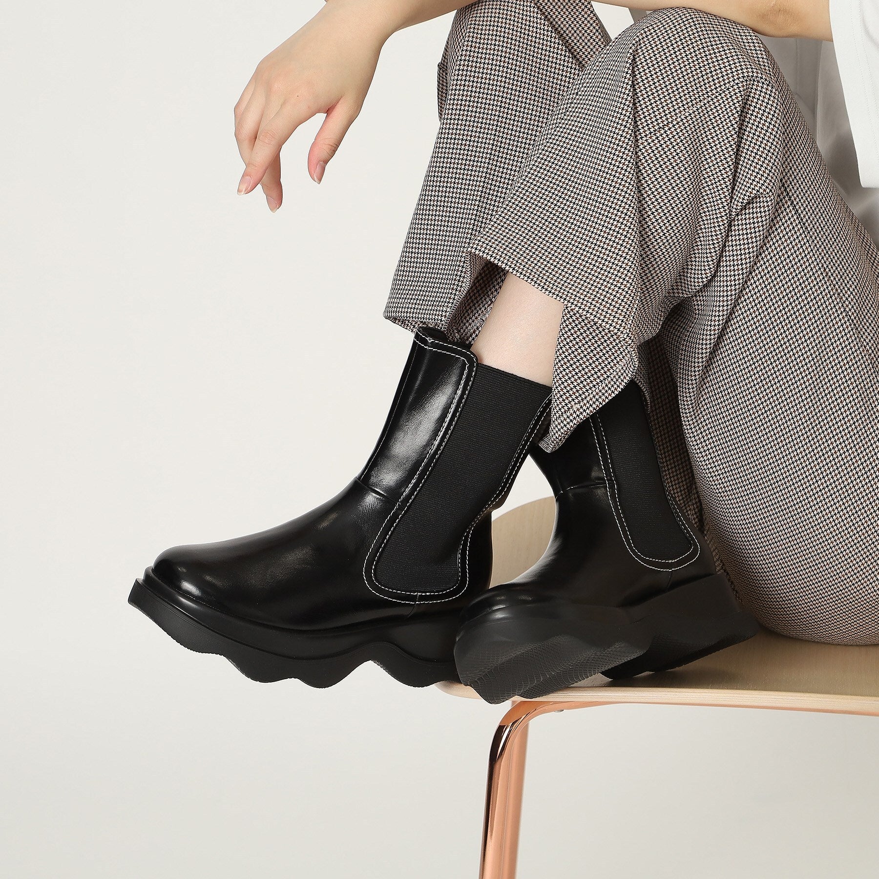 エスペランサ ESPERANZA ウェーブソールサイドゴアショートブーツ （ブラック(019)） ブラック(019)