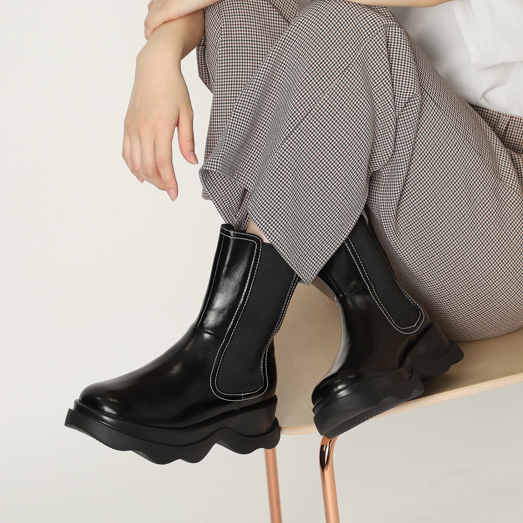 エスペランサ ESPERANZA ウェーブソールサイドゴアショートブーツ （ブラック(019)） ブラック(019)