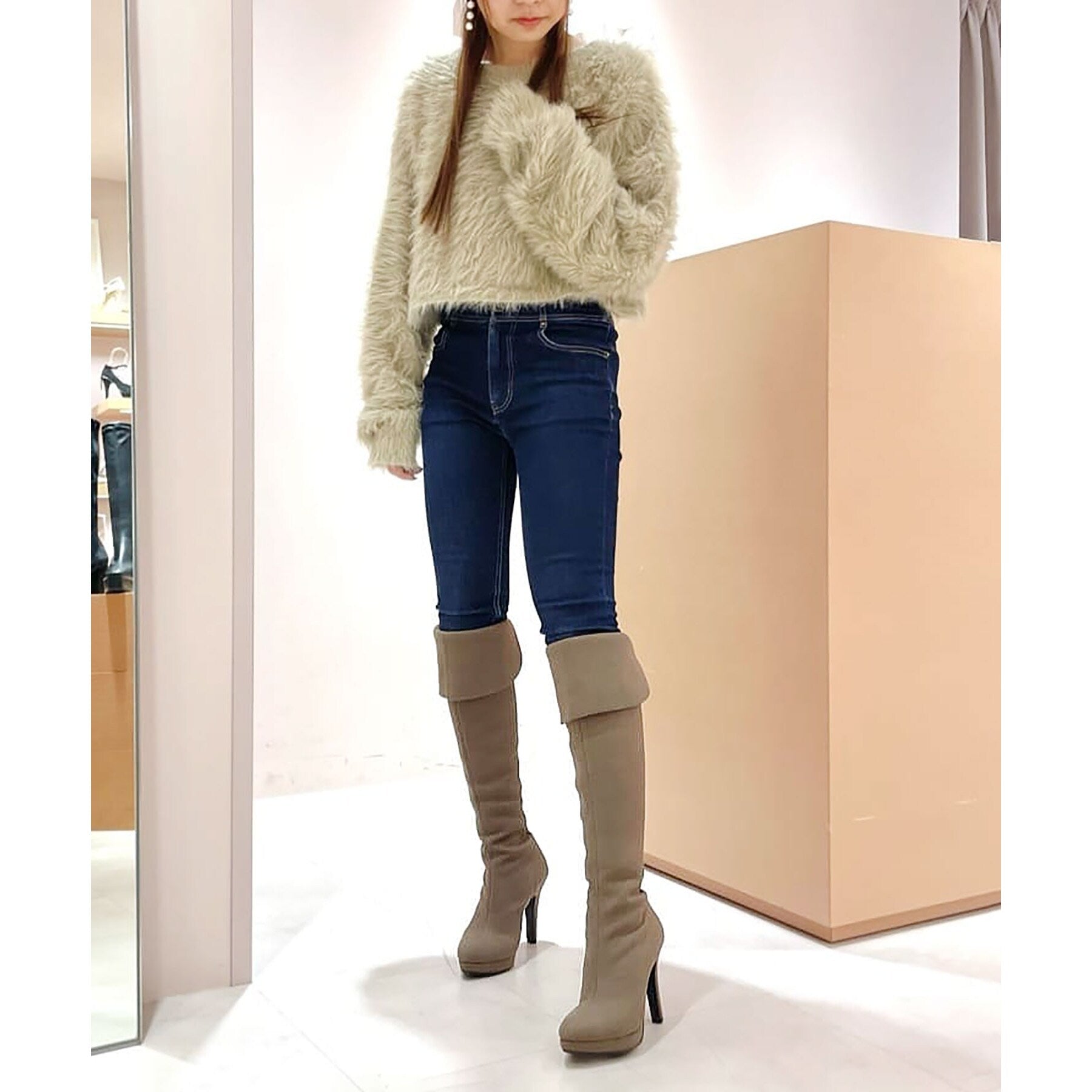 ESPERANZA Platform knee-high long boots