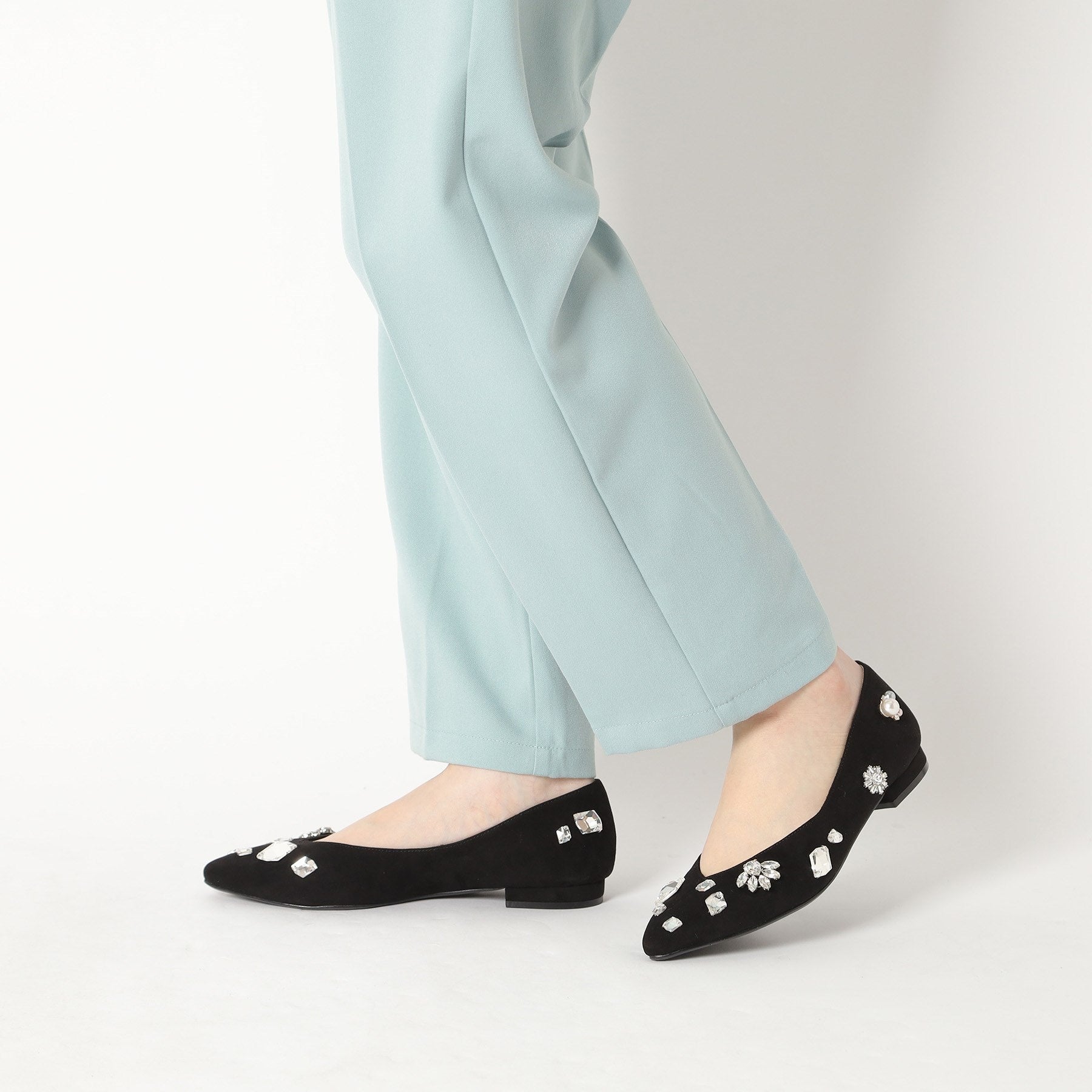 エスペランサ ESPERANZA ビジューフラットパンプス （ブラウン(145)） ブラウン(145)