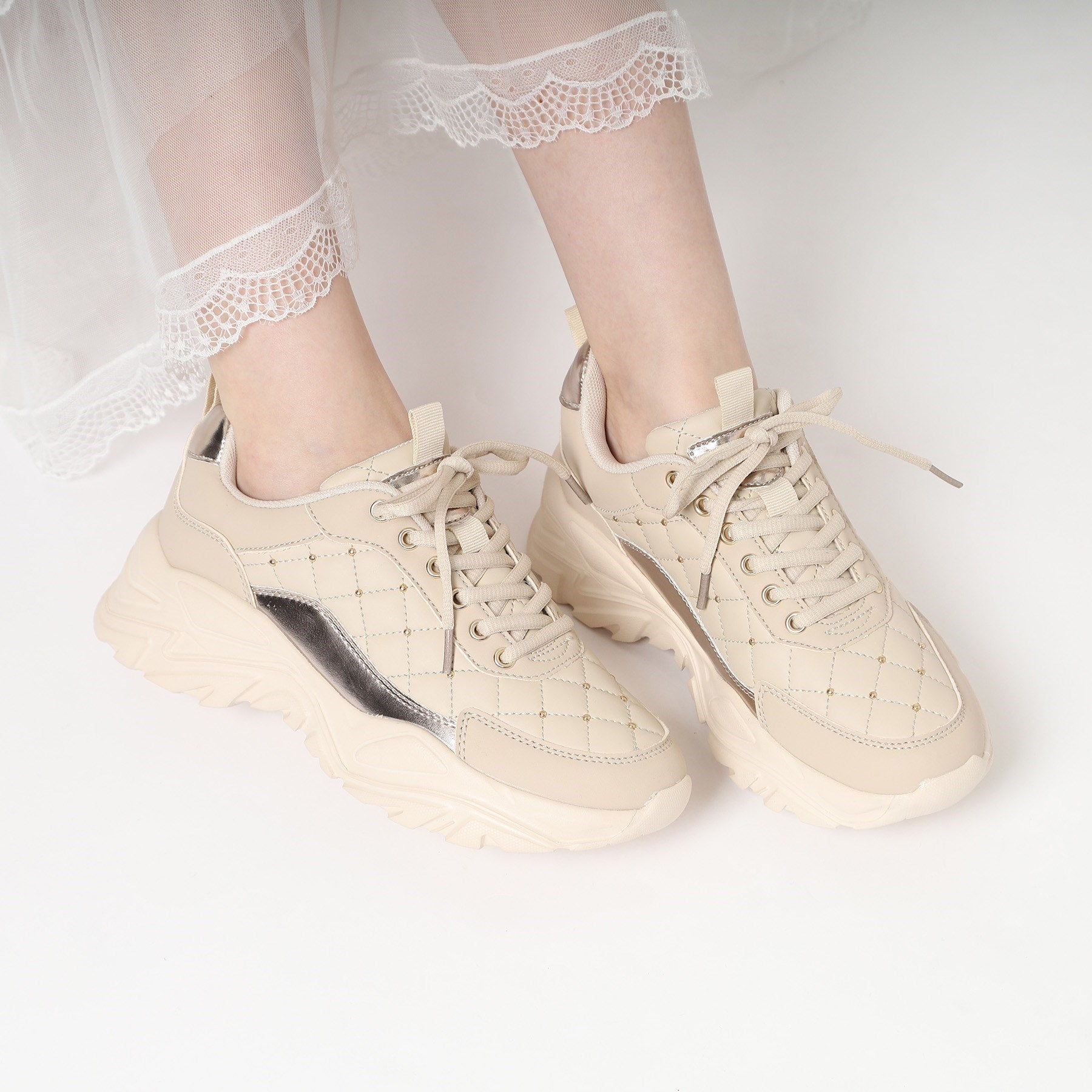 エスペランサ ESPERANZA キルティングスニーカー 24SS （ホワイト(001)） ホワイト(001)