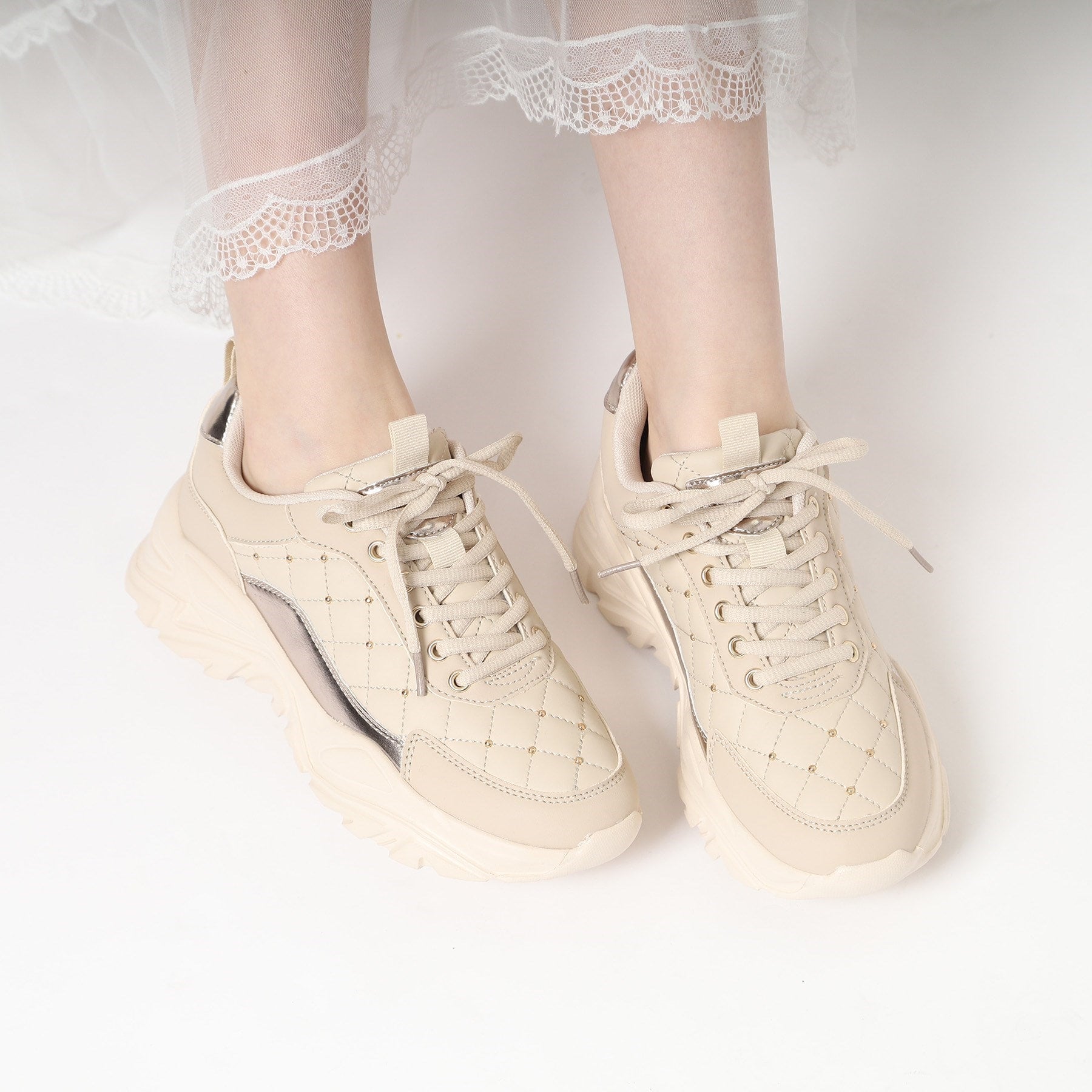 エスペランサ ESPERANZA キルティングスニーカー 24SS （ホワイト(001)） ホワイト(001)