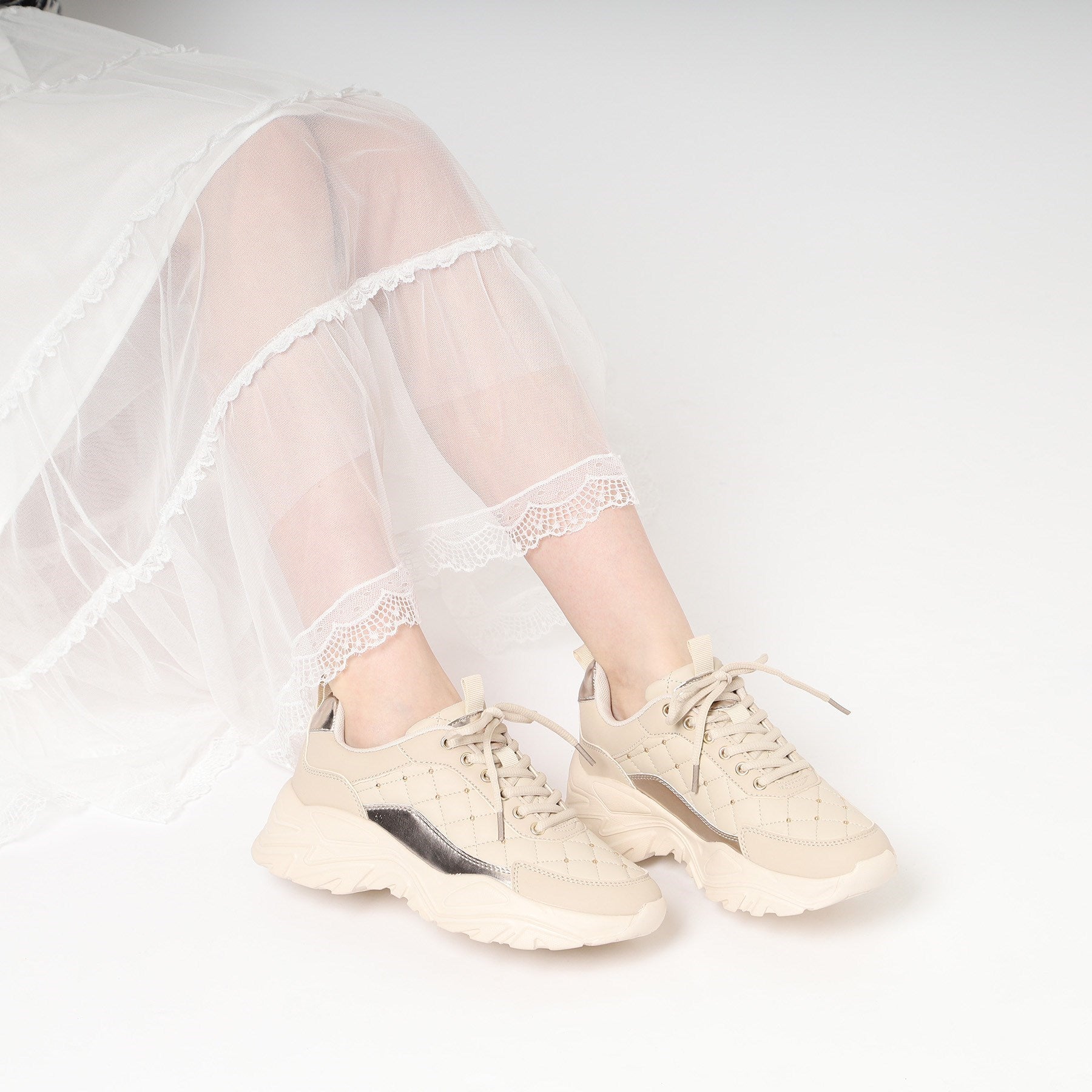 エスペランサ ESPERANZA キルティングスニーカー 24SS （ホワイト(001)） ホワイト(001)