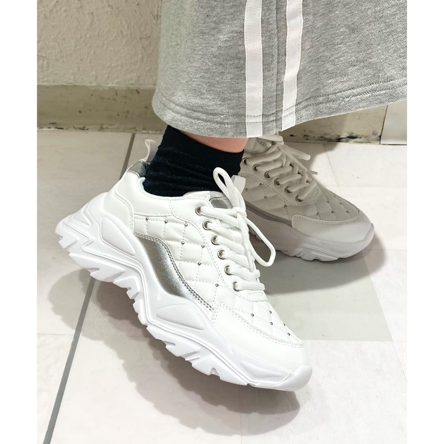 エスペランサ ESPERANZA キルティングスニーカー 24SS （ホワイト(001)） ホワイト(001)