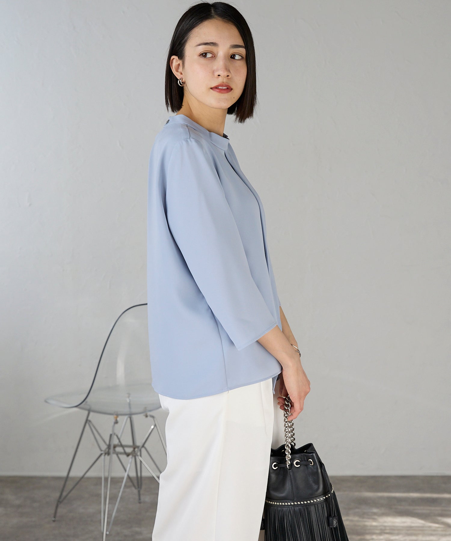 エトレプレ etre pret 七分袖ブラウス （ブルー） ブルー