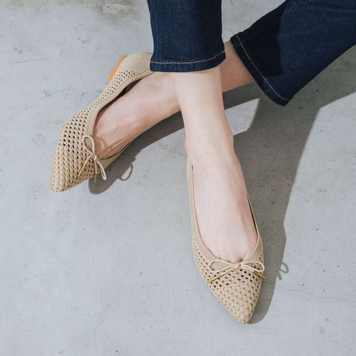 【EVOL/イーボル】【輕量・墊腳】針織尖頭芭蕾舞鞋 IY5589