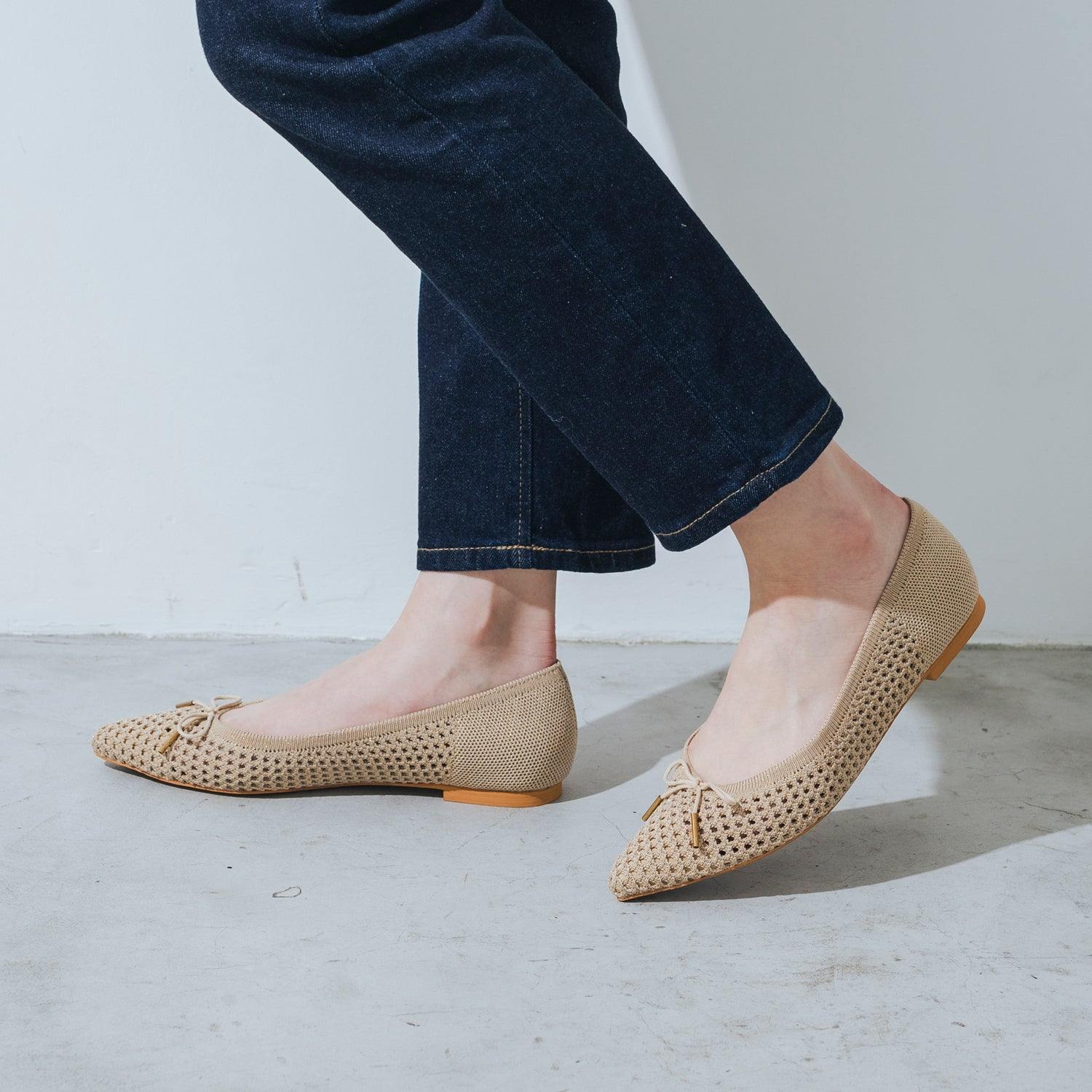 【EVOL/イーボル】【輕量・墊腳】針織尖頭芭蕾舞鞋 IY5589